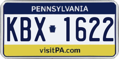 PA license plate KBX1622