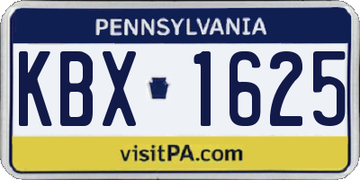 PA license plate KBX1625