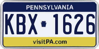 PA license plate KBX1626