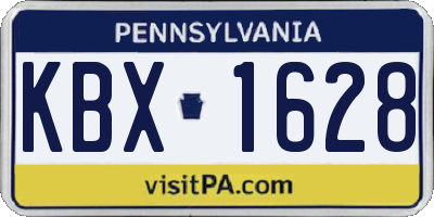 PA license plate KBX1628