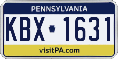 PA license plate KBX1631