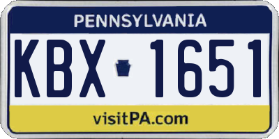 PA license plate KBX1651
