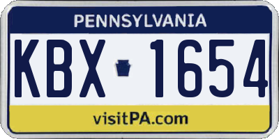 PA license plate KBX1654