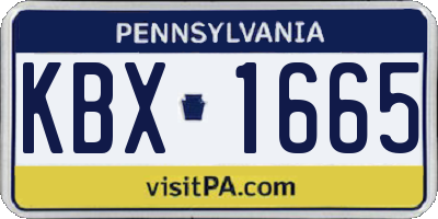 PA license plate KBX1665