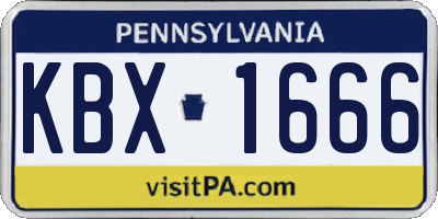 PA license plate KBX1666