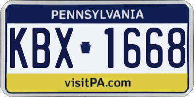 PA license plate KBX1668