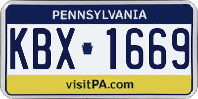PA license plate KBX1669