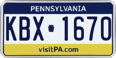 PA license plate KBX1670
