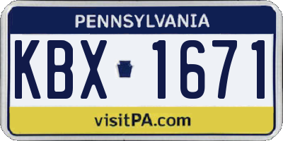 PA license plate KBX1671