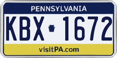 PA license plate KBX1672
