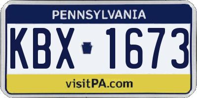 PA license plate KBX1673