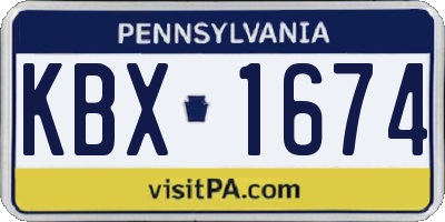 PA license plate KBX1674