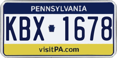 PA license plate KBX1678