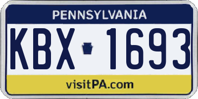 PA license plate KBX1693