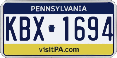 PA license plate KBX1694