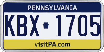 PA license plate KBX1705