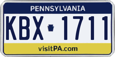 PA license plate KBX1711