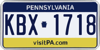 PA license plate KBX1718