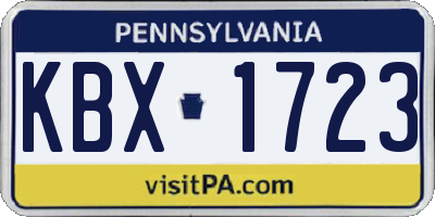 PA license plate KBX1723