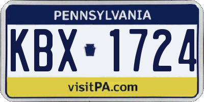 PA license plate KBX1724