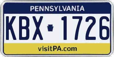 PA license plate KBX1726