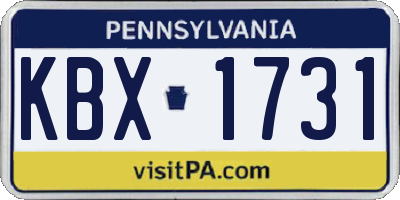 PA license plate KBX1731