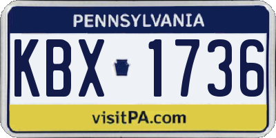 PA license plate KBX1736