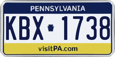 PA license plate KBX1738