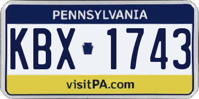 PA license plate KBX1743