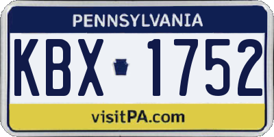 PA license plate KBX1752