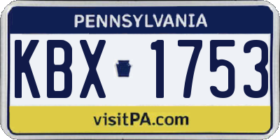 PA license plate KBX1753