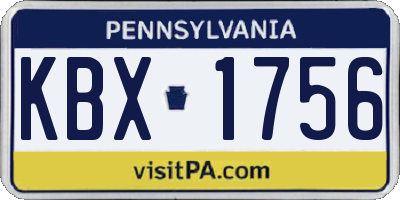 PA license plate KBX1756