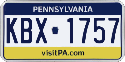 PA license plate KBX1757