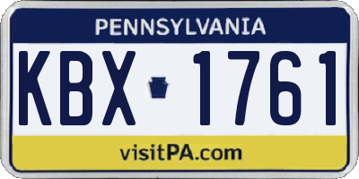 PA license plate KBX1761