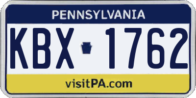 PA license plate KBX1762