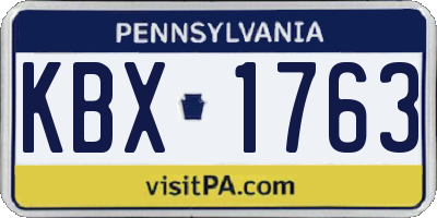 PA license plate KBX1763