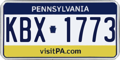 PA license plate KBX1773