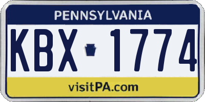 PA license plate KBX1774