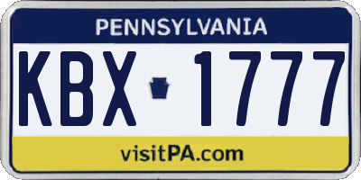 PA license plate KBX1777