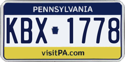 PA license plate KBX1778