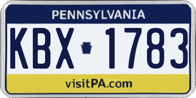 PA license plate KBX1783