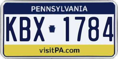 PA license plate KBX1784