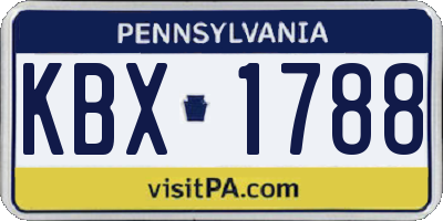 PA license plate KBX1788