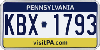 PA license plate KBX1793