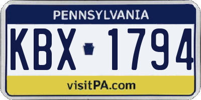 PA license plate KBX1794