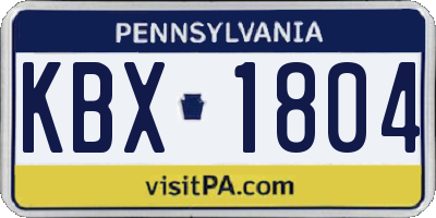 PA license plate KBX1804