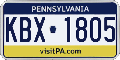 PA license plate KBX1805