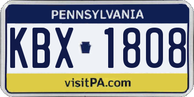 PA license plate KBX1808
