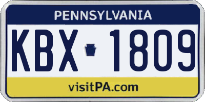 PA license plate KBX1809