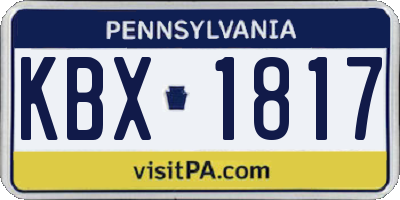 PA license plate KBX1817